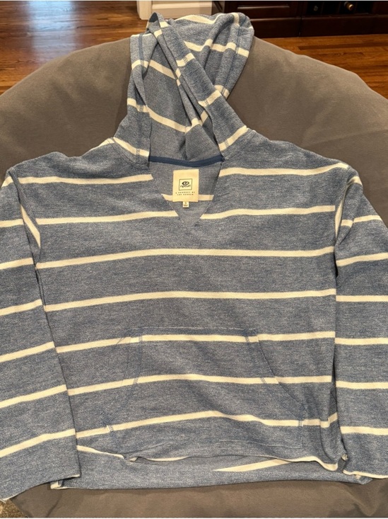 Rip Curl Tops - Rip Curl Blue & Cream Striped Hooded Pullover